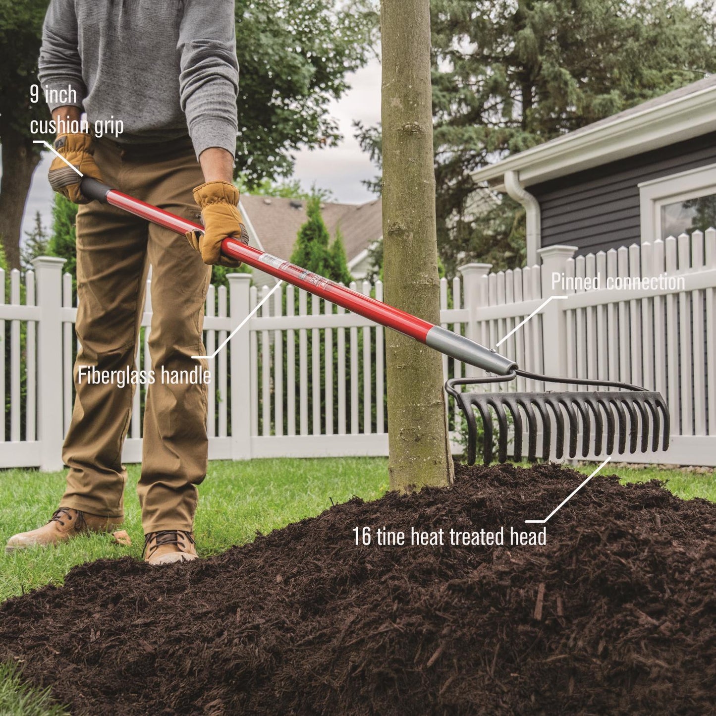  Ace 57 In. 16 Tine Steel Bow Rake Fiberglass Handle