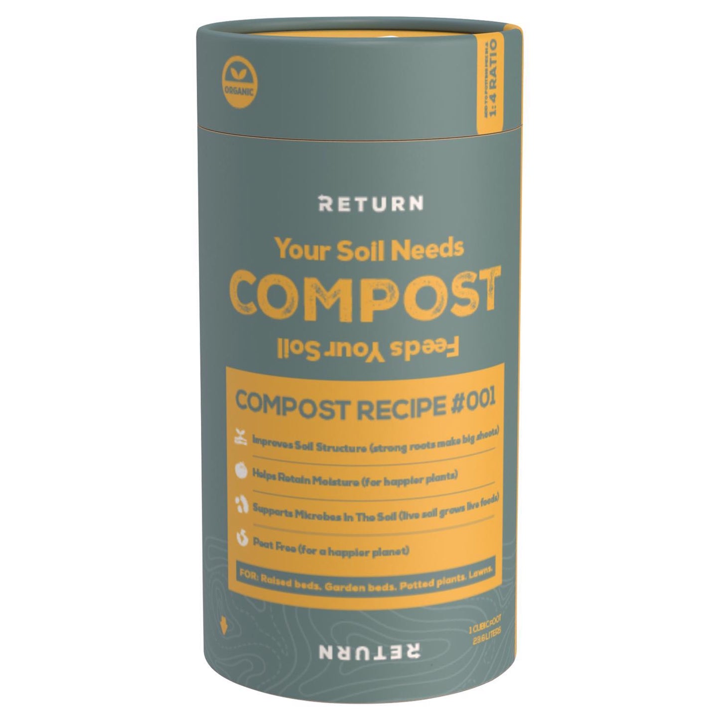  Return Compost Recipe #001 Organic Blend Garden Compost 1.5 Qt