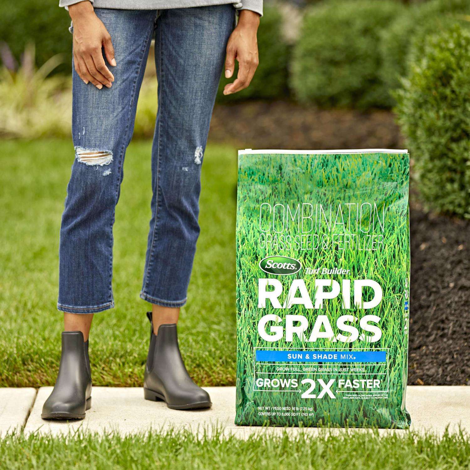  Scotts Turf Builder Rapid Grass Mixed Sun Or Shade Grass Seed And Fertilizer 16 Lb