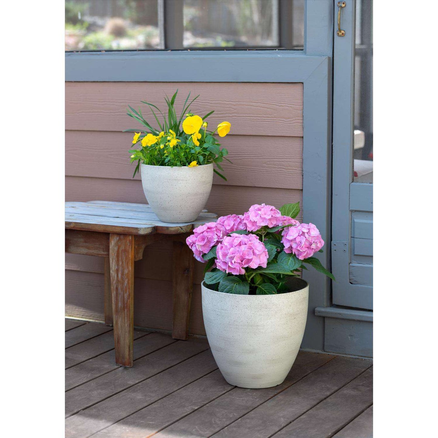  Southern Patio 12 In. H X 13 In. D Resin Egg Planter Whitestone