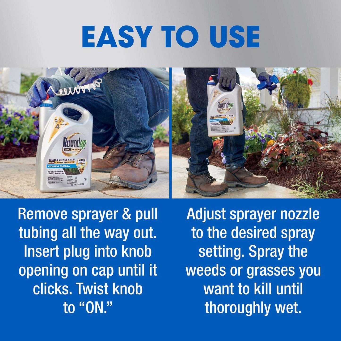  Roundup Dual Action Weed And Grass Killer + Preventer RTU Liquid 1 Gal