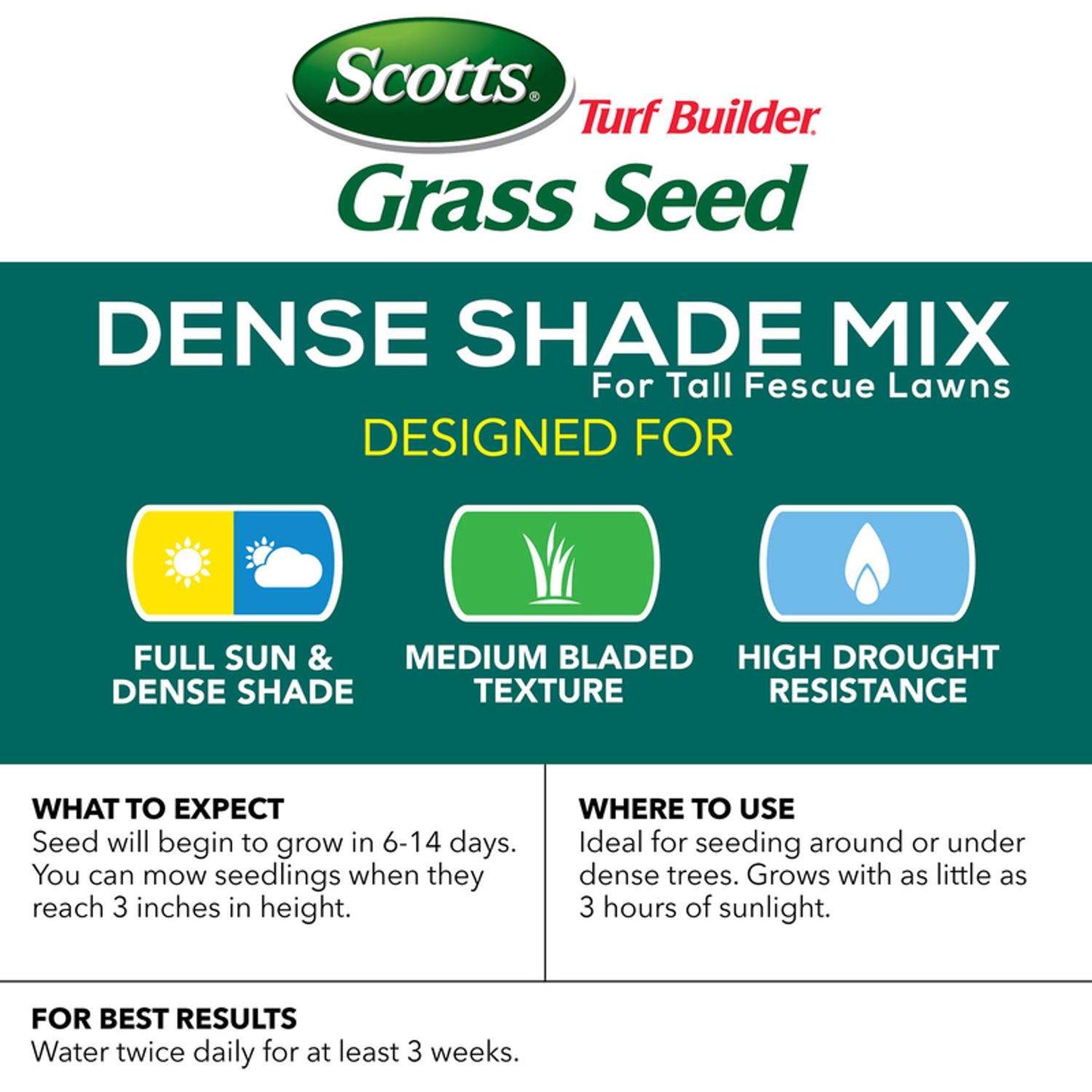  Scotts Turf Builder Tall Fescue Grass Dense Shade Grass Seed 7 Lb