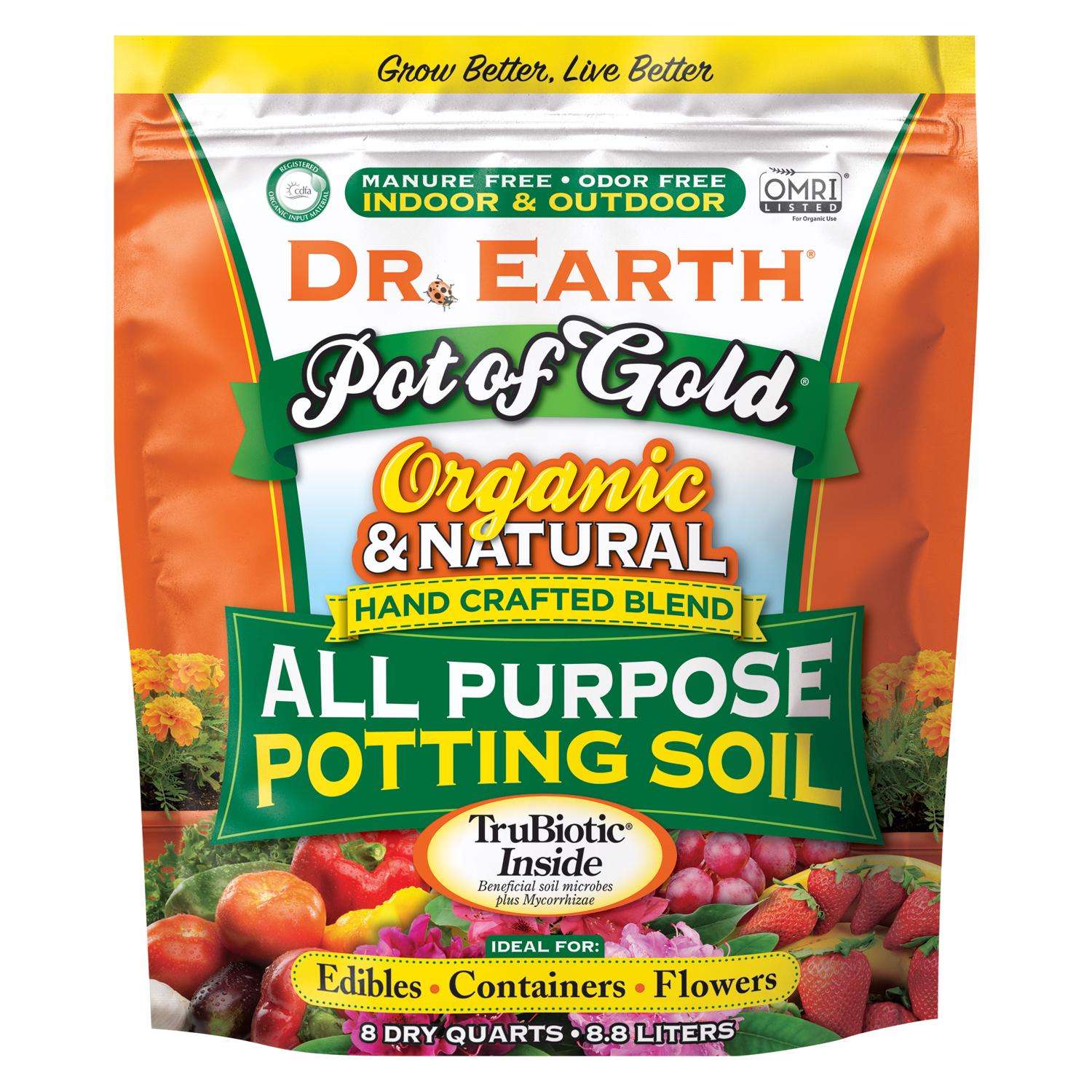  Dr. Earth Pot Of Gold Organic All Purpose Potting Soil 8 Qt