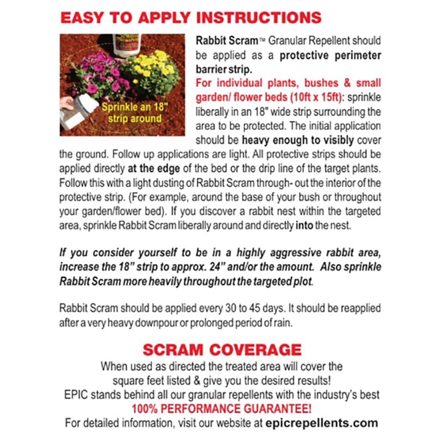  Epic Products Rabbit Scram Animal Repellent Granules For Rabbits 6 Lb