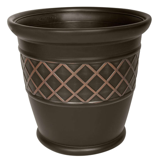  Suncast Atlin 15.75 In. H X 18.313 In. W Resin Planter Bronze