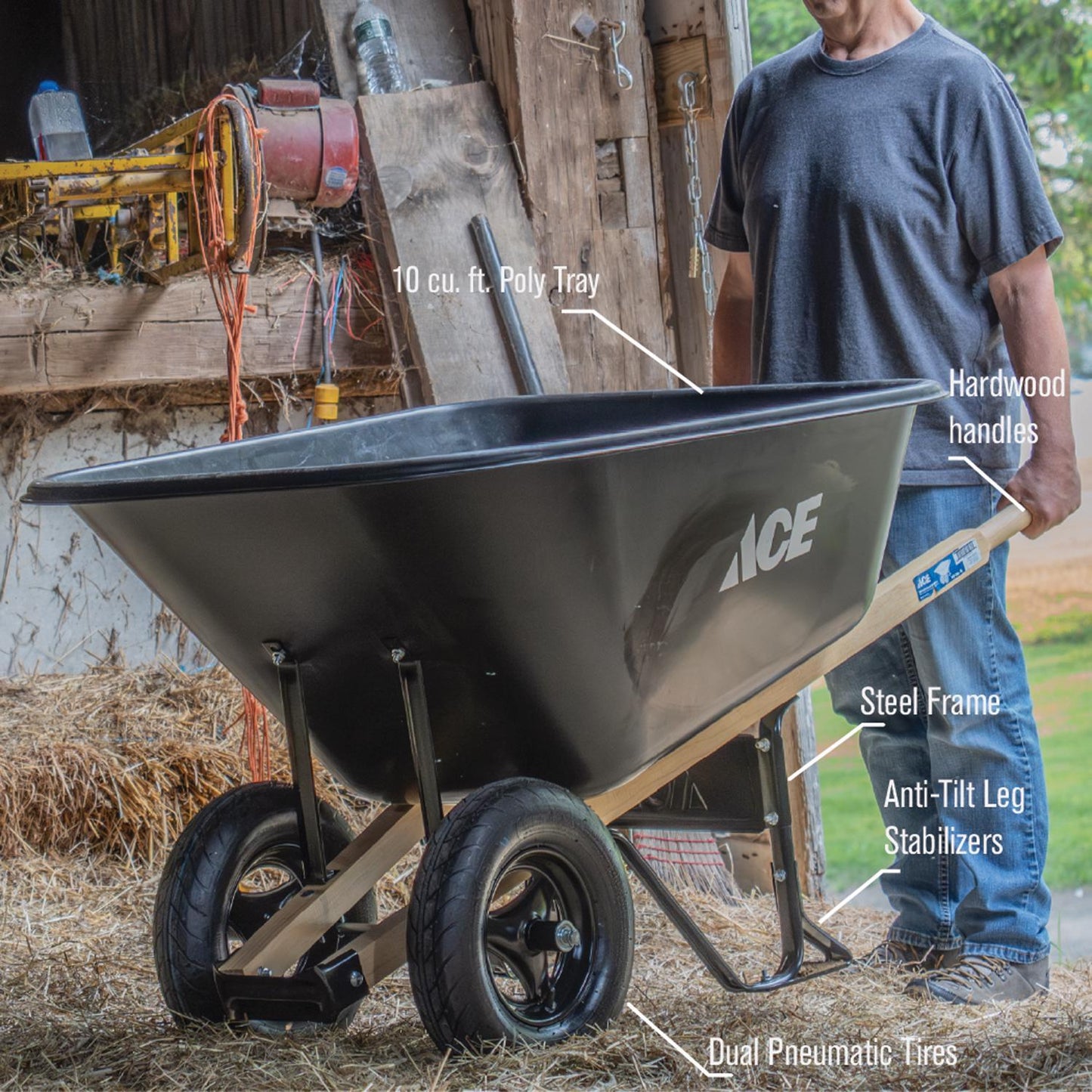  Ace Poly Wheelbarrow 10 Cu Ft