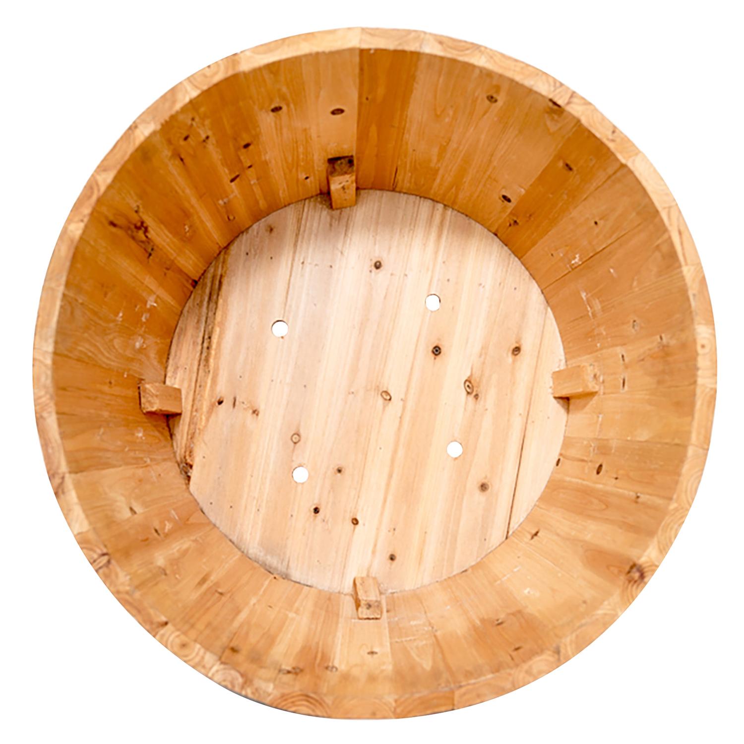  Real Wood Products 16.5 In. H X 26 In. W X 26 In. D Wood Half Wine Barrel Planter Natural