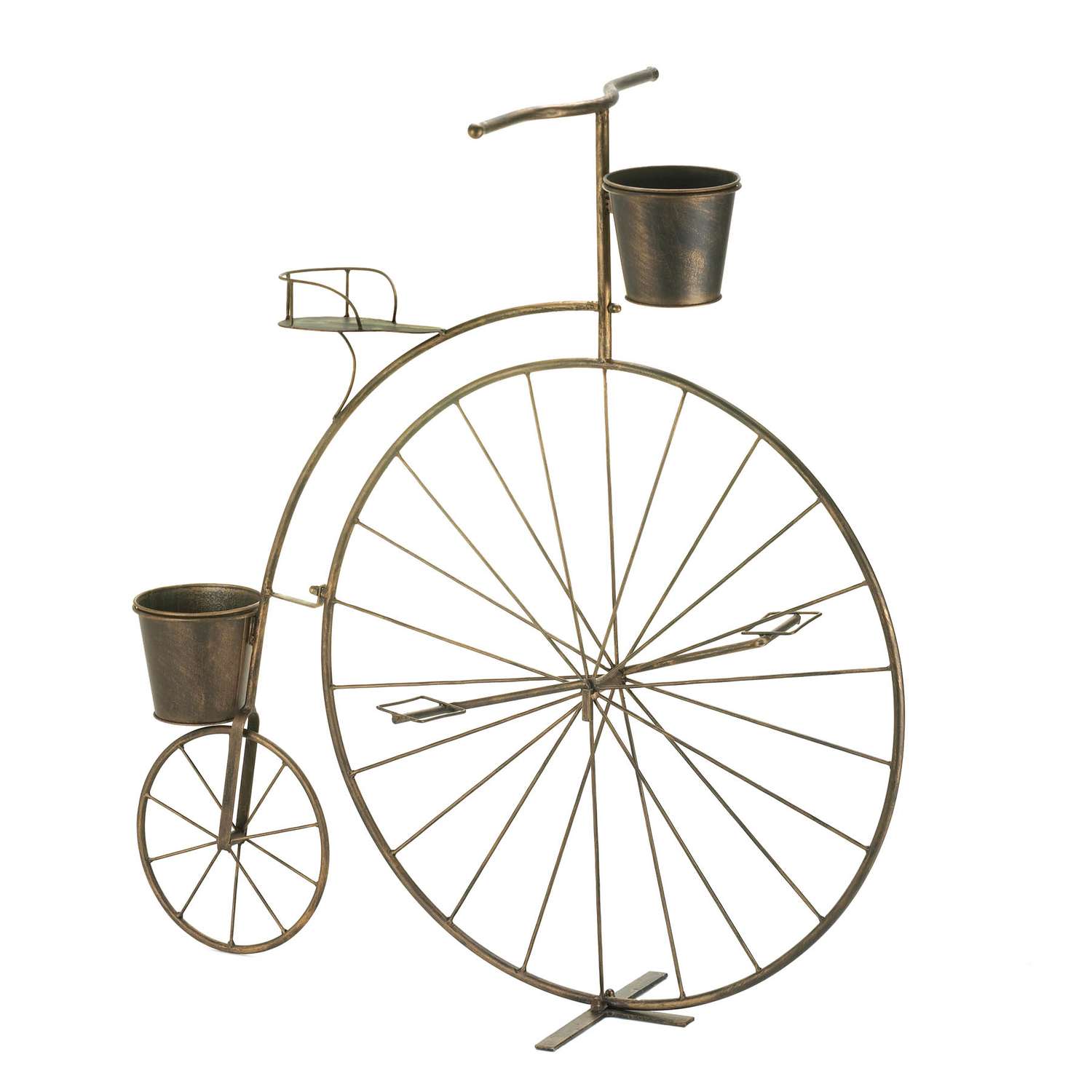  Summerfield Terrace Penny Farthing Bicycle 33.8 In. H Brass Metal Plant Stand