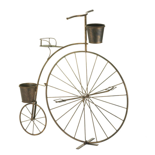  Summerfield Terrace Penny Farthing Bicycle 33.8 In. H Brass Metal Plant Stand