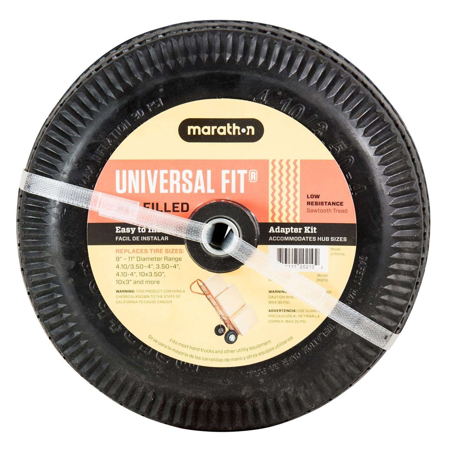  Marathon Universal Fit 4 In. D X 10 In. D 300 Lb. Cap. Offset Hand Truck Tire Rubber 1 Pk
