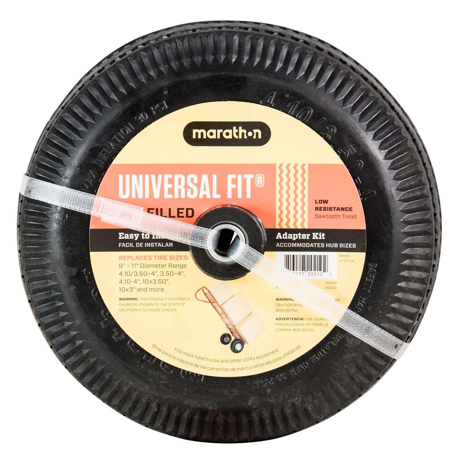  Marathon Universal Fit 4 In. D X 10 In. D 300 Lb. Cap. Offset Hand Truck Tire Rubber 1 Pk