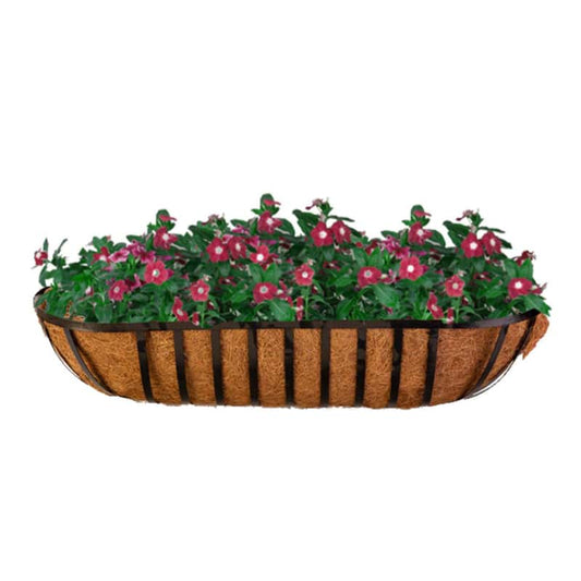  Panacea 36 In. W Steel English Wide Band Deck Rail Planter Black