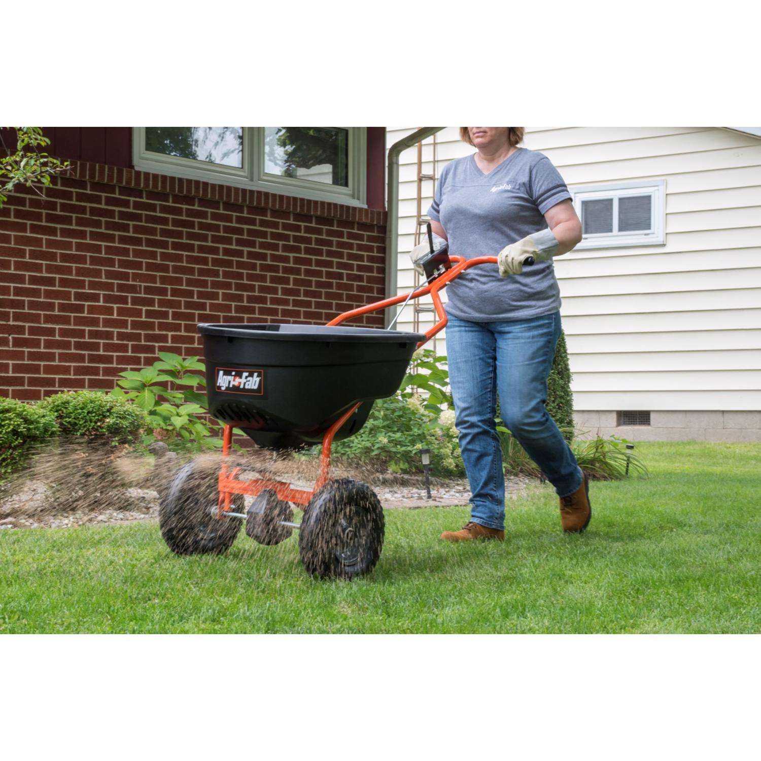  Agri-Fab 12 Ft. W Push High-Output Spreader For Fertilizer/Ice Melt/Seed 130 Lb. Cap.