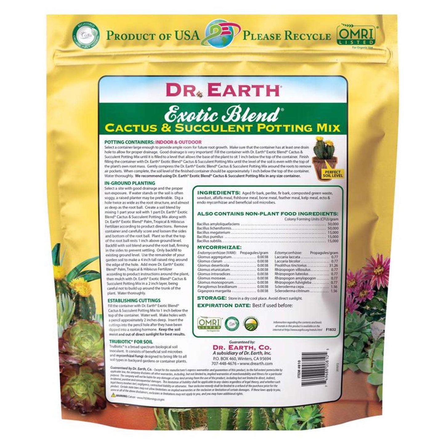  Dr. Earth Exotic Blend Organic Cacti And Succulent Potting Mix 8 Qt
