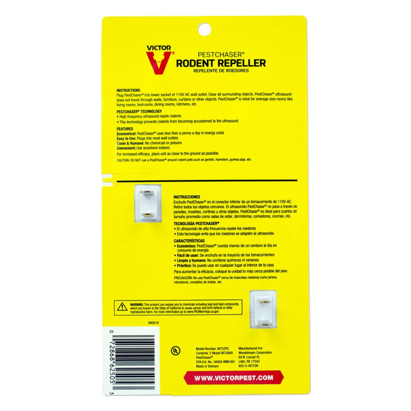  Victor PestChaser Plug-In Electronic Pest Repeller For Rodents 2 Pk