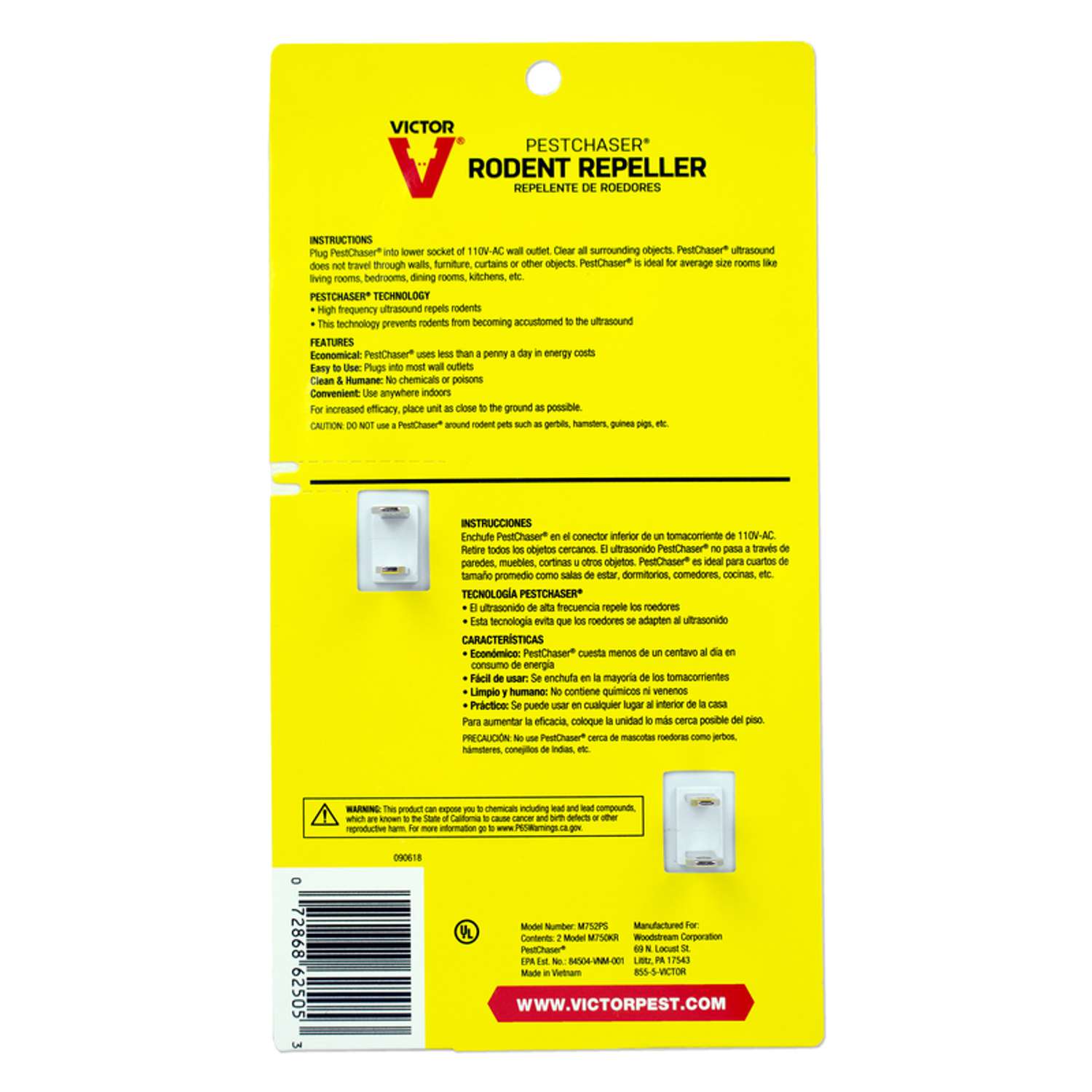  Victor PestChaser Plug-In Electronic Pest Repeller For Rodents 2 Pk