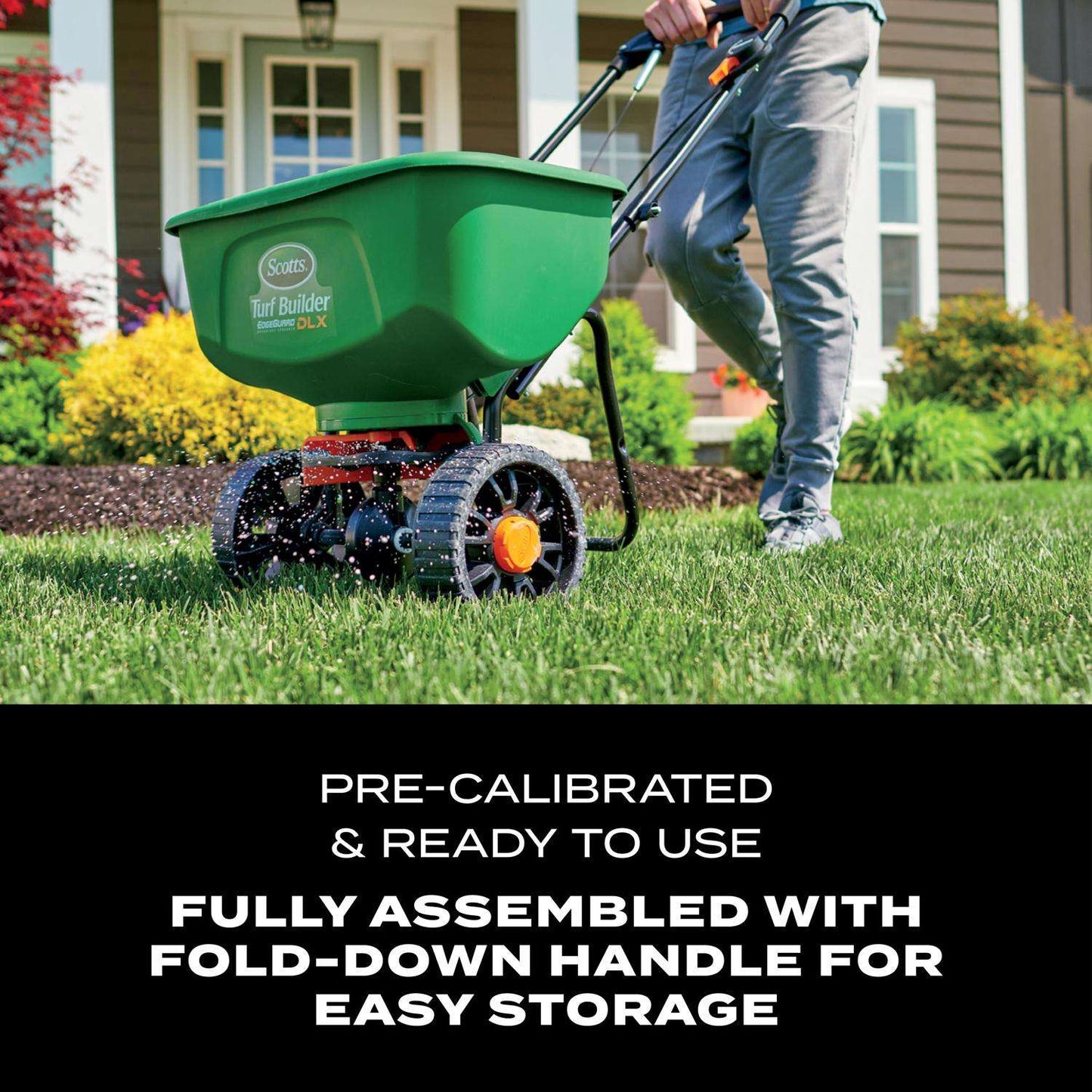  Scotts EdgeGuard DLX 5 Ft. W Broadcast Push Spreader For Fertilizer/Ice Melt/Seed 60 Lb