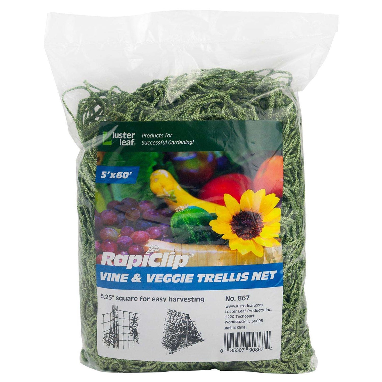  Luster Leaf Rapiclip 5 Ft. W Green Fabric Garden Net Trellis