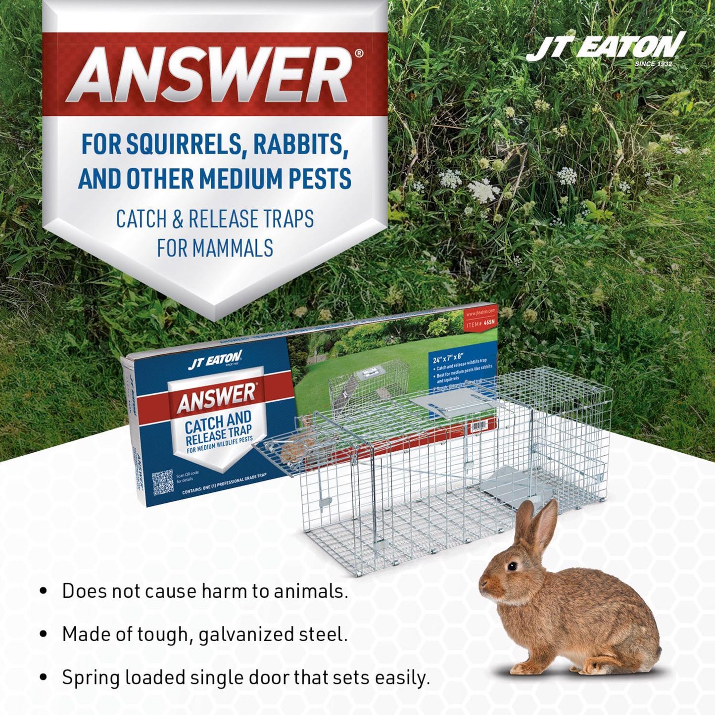  JT Eaton Answer Small Live Catch Animal Trap For Rabbits 1 Pk