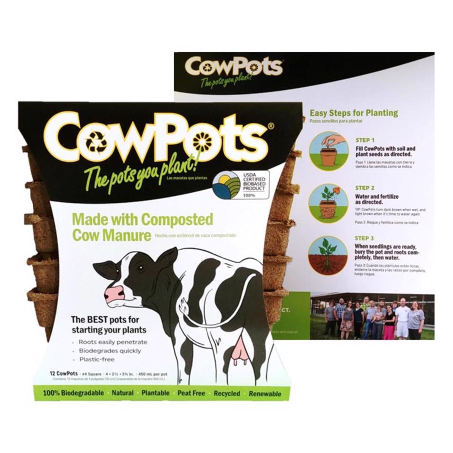 CowPots 1 Cells 4.38 In. H X 4.5 In. W X 2.88 In. L Seed Starting Pot 12 Pk