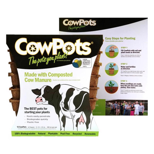  CowPots 1 Cells 4.38 In. H X 4.5 In. W X 2.88 In. L Seed Starting Pot 12 Pk