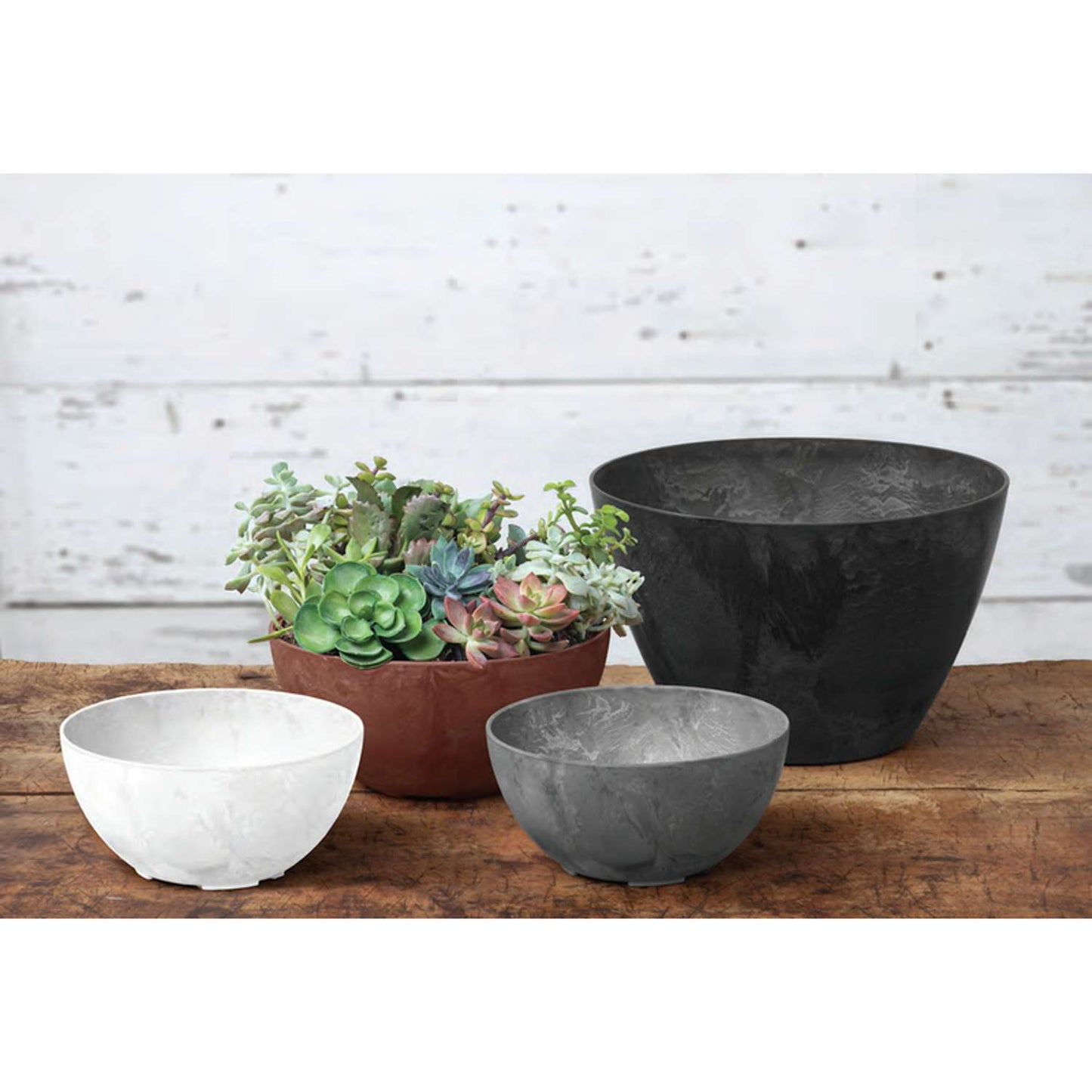  Novelty Artstone 5.9 In. H X 12.2 In. W X 12.2 In. D X 12.2 In. D Resin Napa Bowl Planter Black