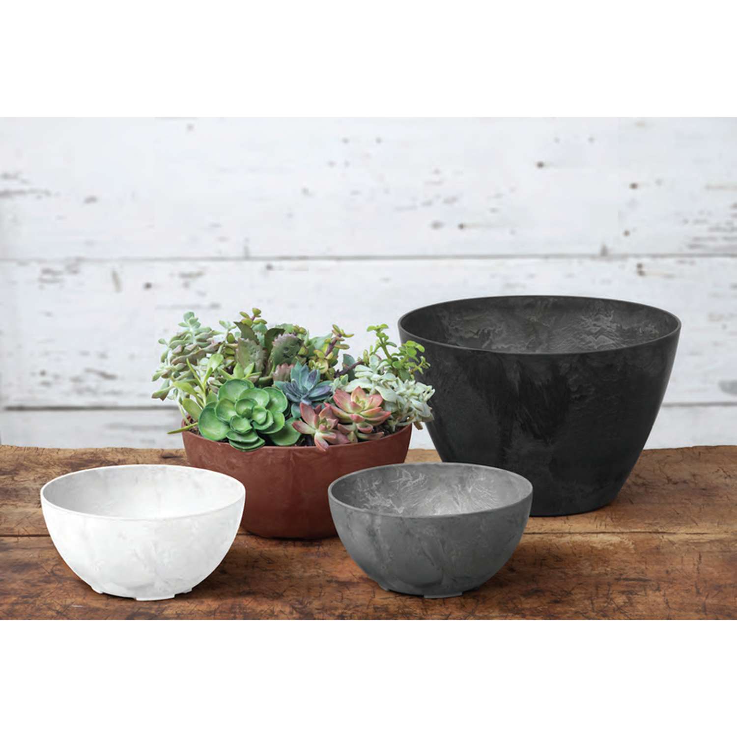  Novelty Artstone 5.9 In. H X 12.2 In. W X 12.2 In. D X 12.2 In. D Resin Napa Bowl Planter Black