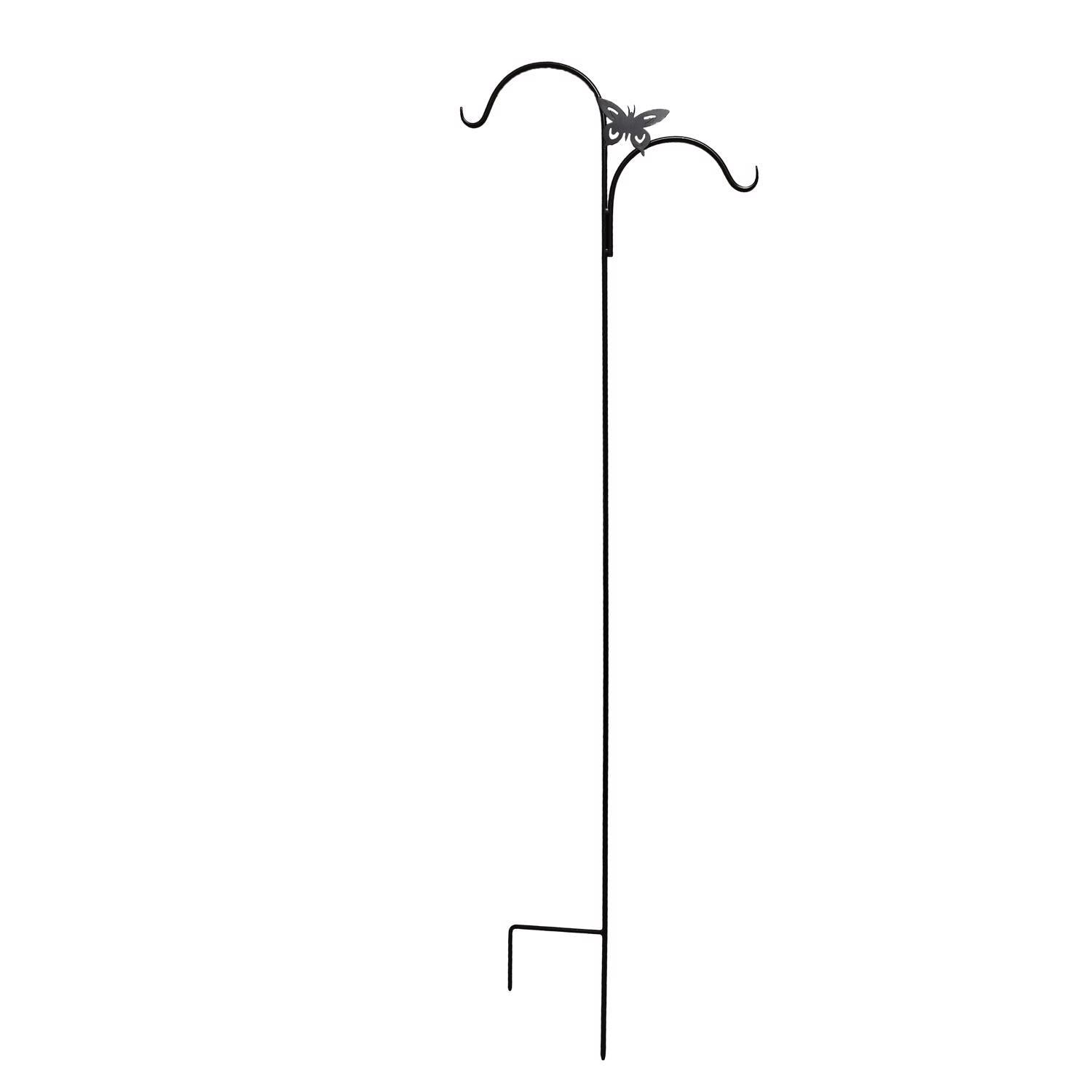  Living Accents Black Steel 84 In. H Double Crook With Butterfly Plant Hook 1 Pk