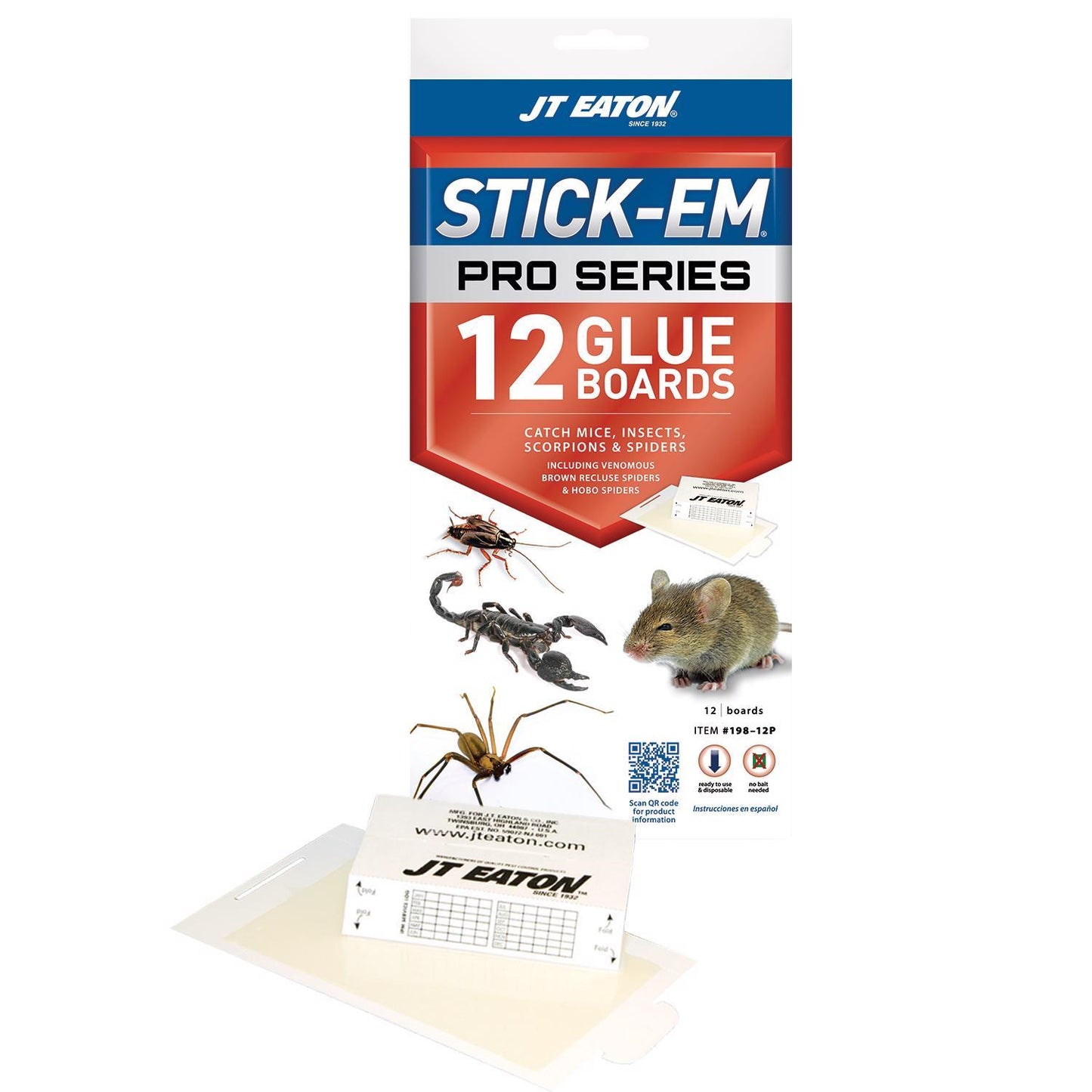 JT Eaton Stick-Em Pro Series Small Glue Board Trap For Insects/Mice/Spiders 12 Pk