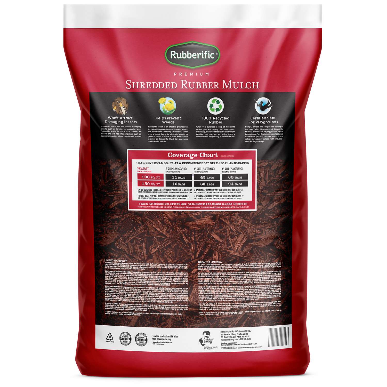  Rubberific Red Shredded Rubber Mulch 0.8 Cu Ft