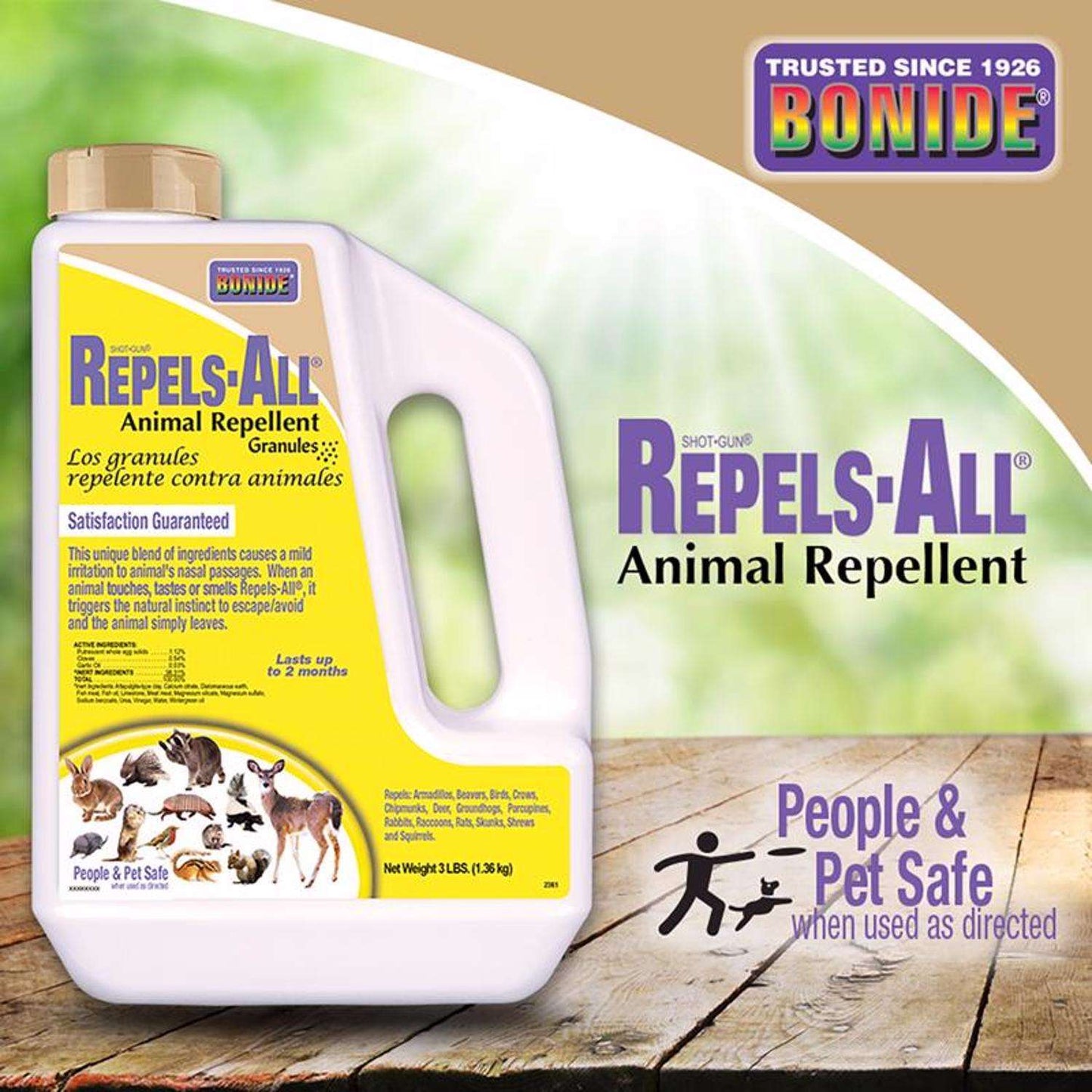  Bonide Repels-All Animal Repellent Granules For Most Animal Types 3 Lb