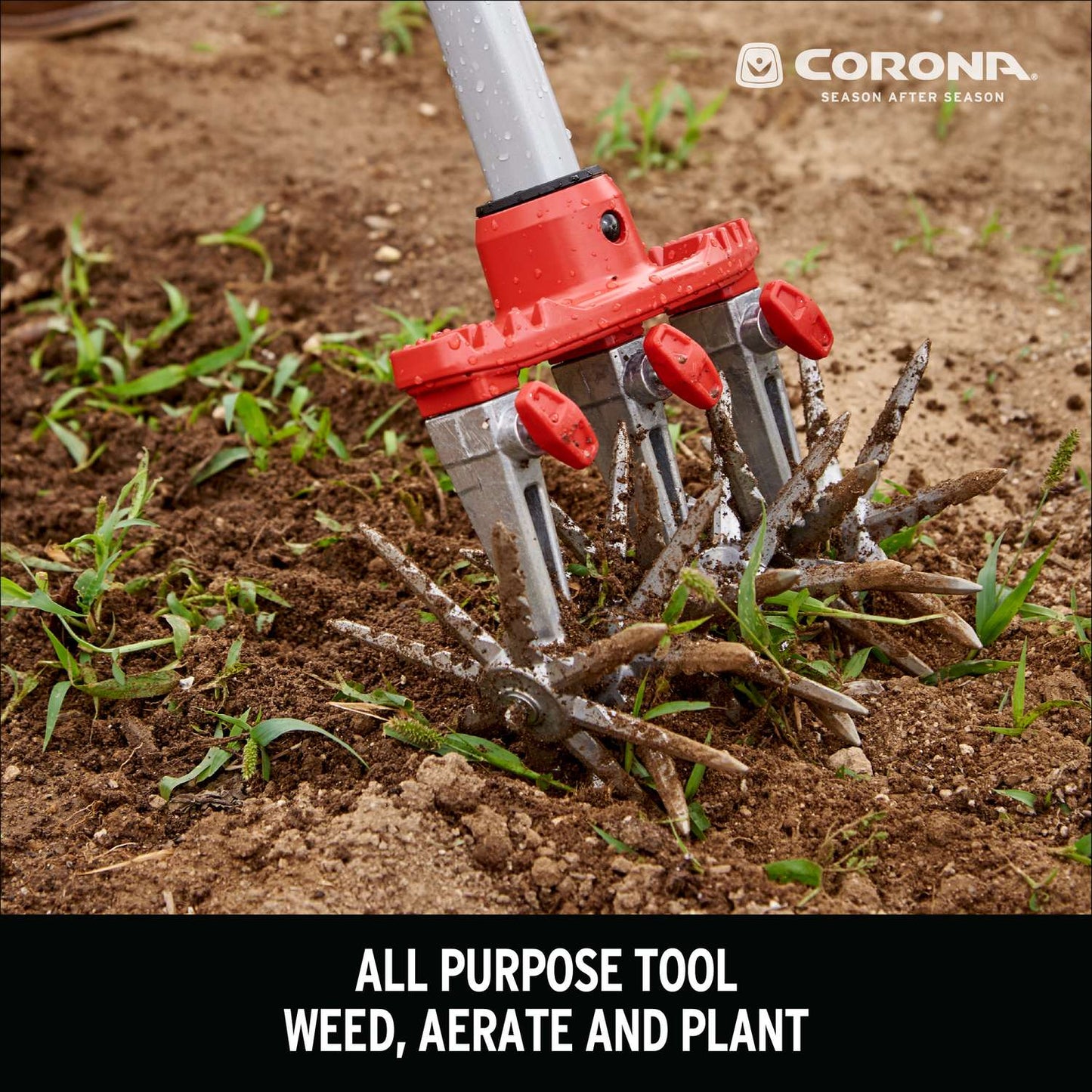  Corona DiscCultivator 3 Tine Steel Hand Cultivator 48 In. Steel Handle