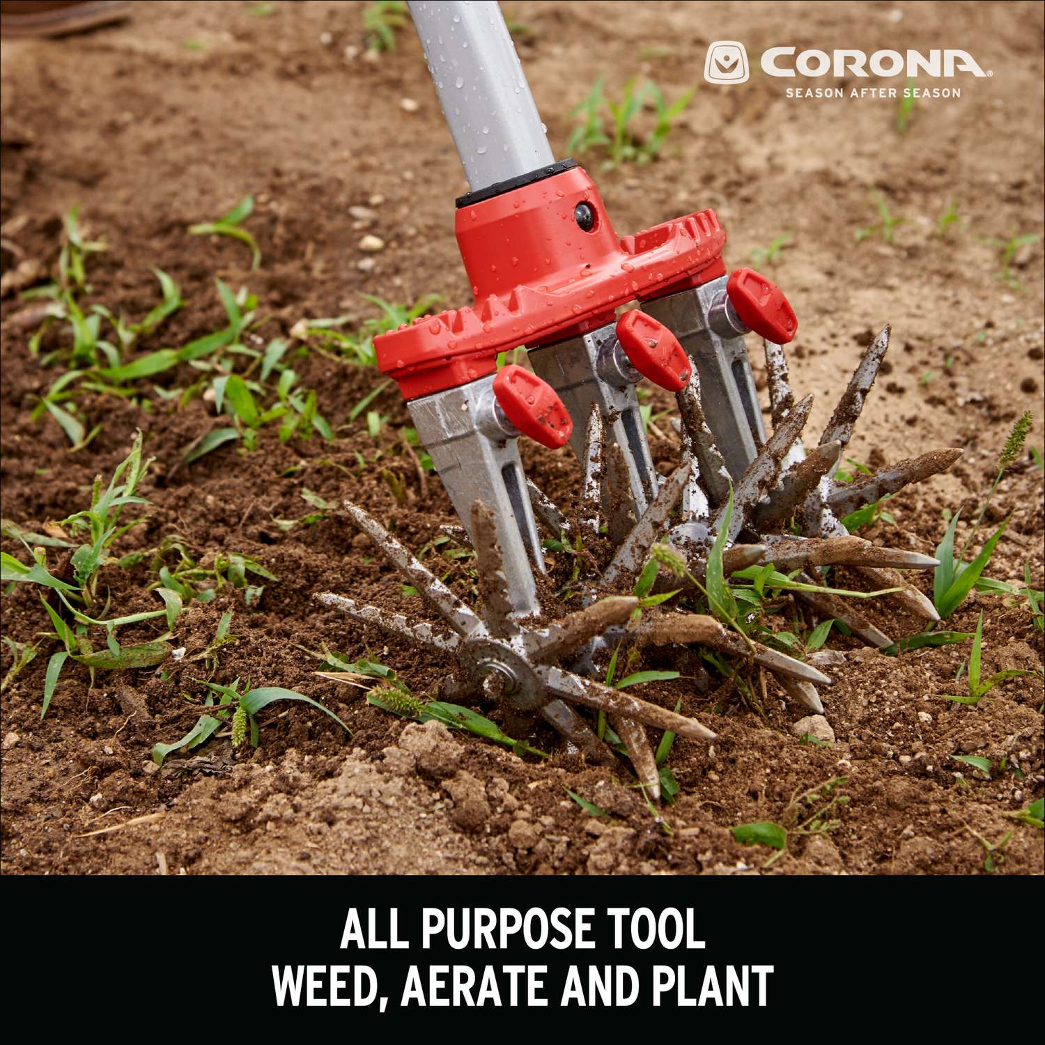  Corona DiscCultivator 3 Tine Steel Hand Cultivator 48 In. Steel Handle