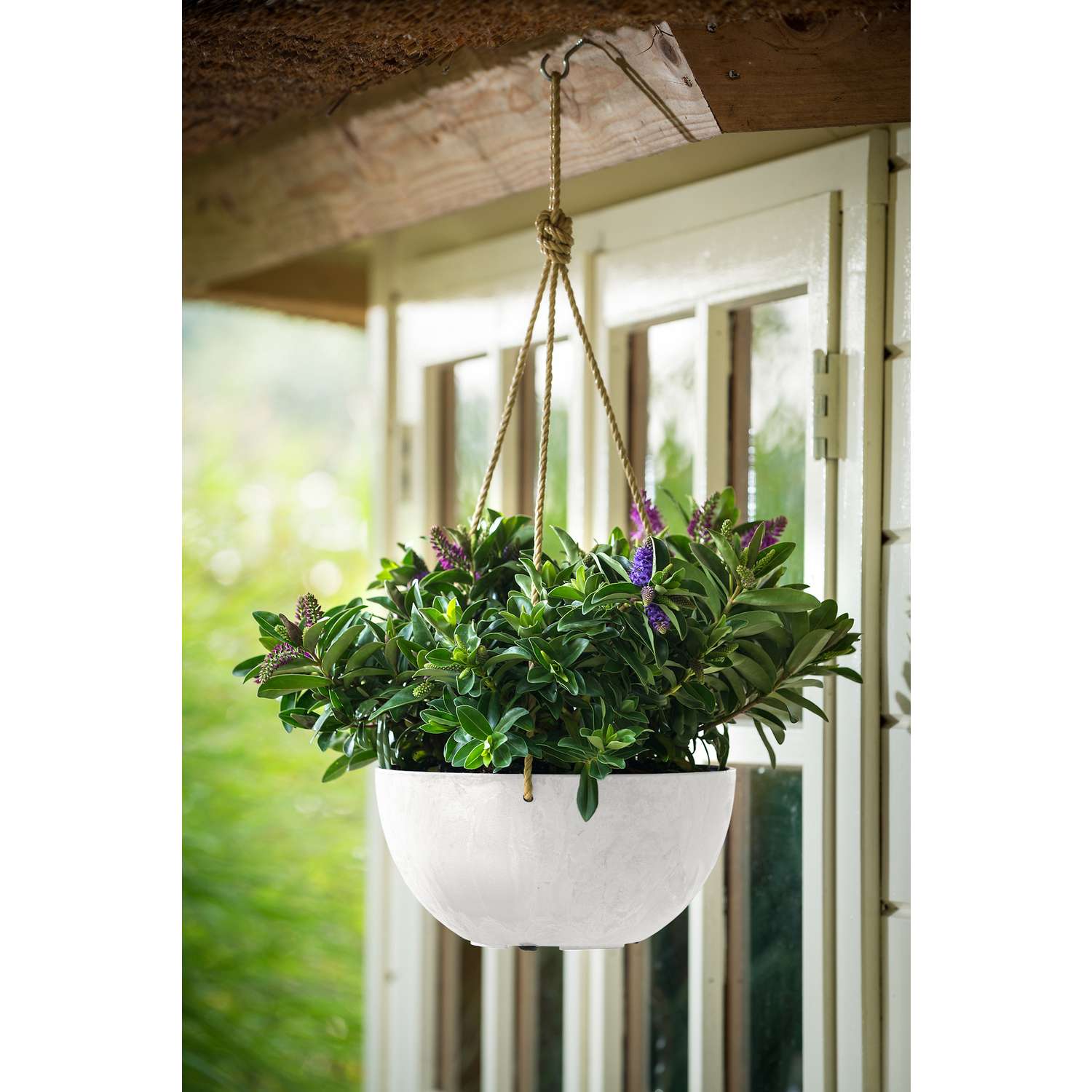  Novelty Artstone 4.8 In. H X 9.9 In. W X 9.9 In. D X 9.9 In. D Resin Napa Hanging Planter White