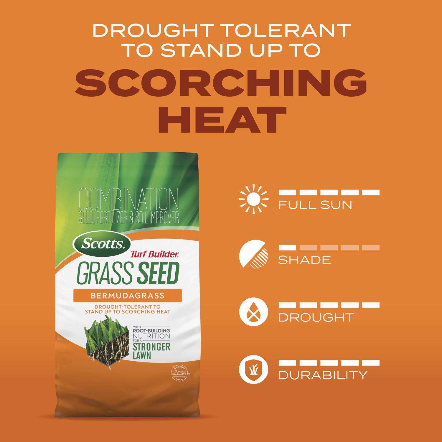 Scotts Turf Builder Bermuda Grass Sun Or Shade Fertilizer/Seed/Soil Improver 4 Lb