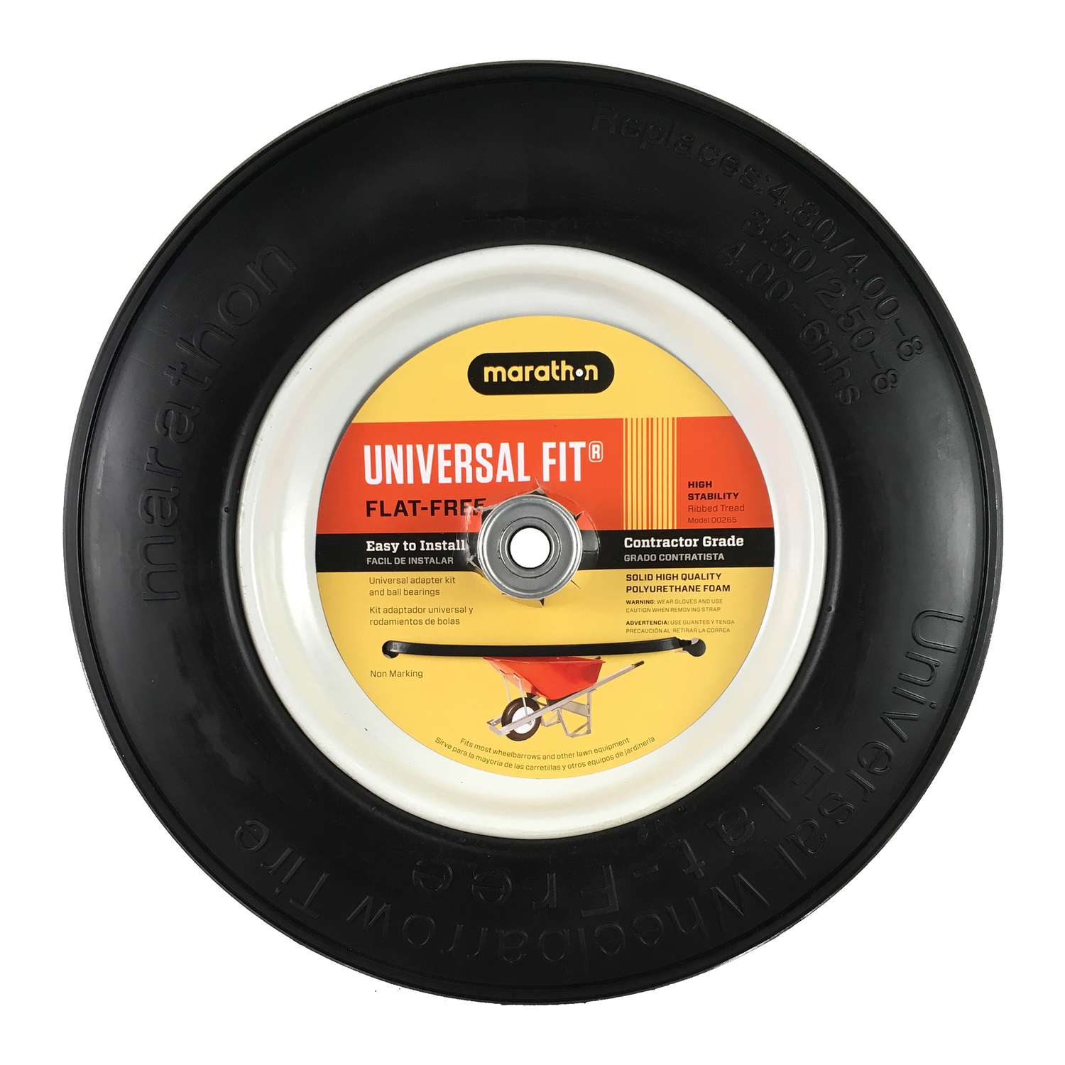  Marathon Universal Fit 8 In. D X 14.5 In. D 300 Lb. Cap. Centered Wheelbarrow Tire Polyurethane 1 Pk