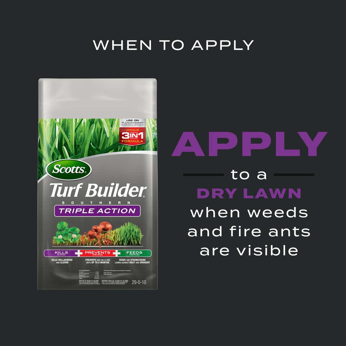  Scotts Turf Builder Southern Triple Action Weed & Feed Lawn Fertilizer For All Grasses 8000 Sq Ft