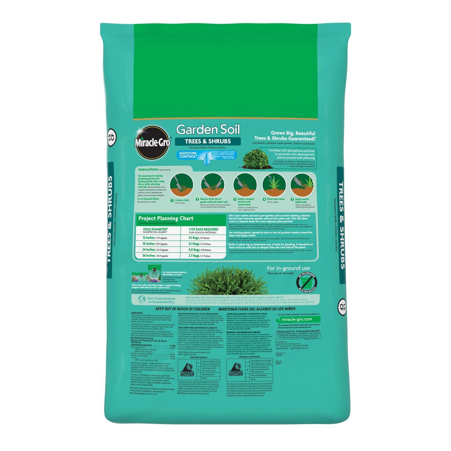  Miracle-Gro Moisture Control Shrub And Tree Garden Soil 1.5 Cu Ft