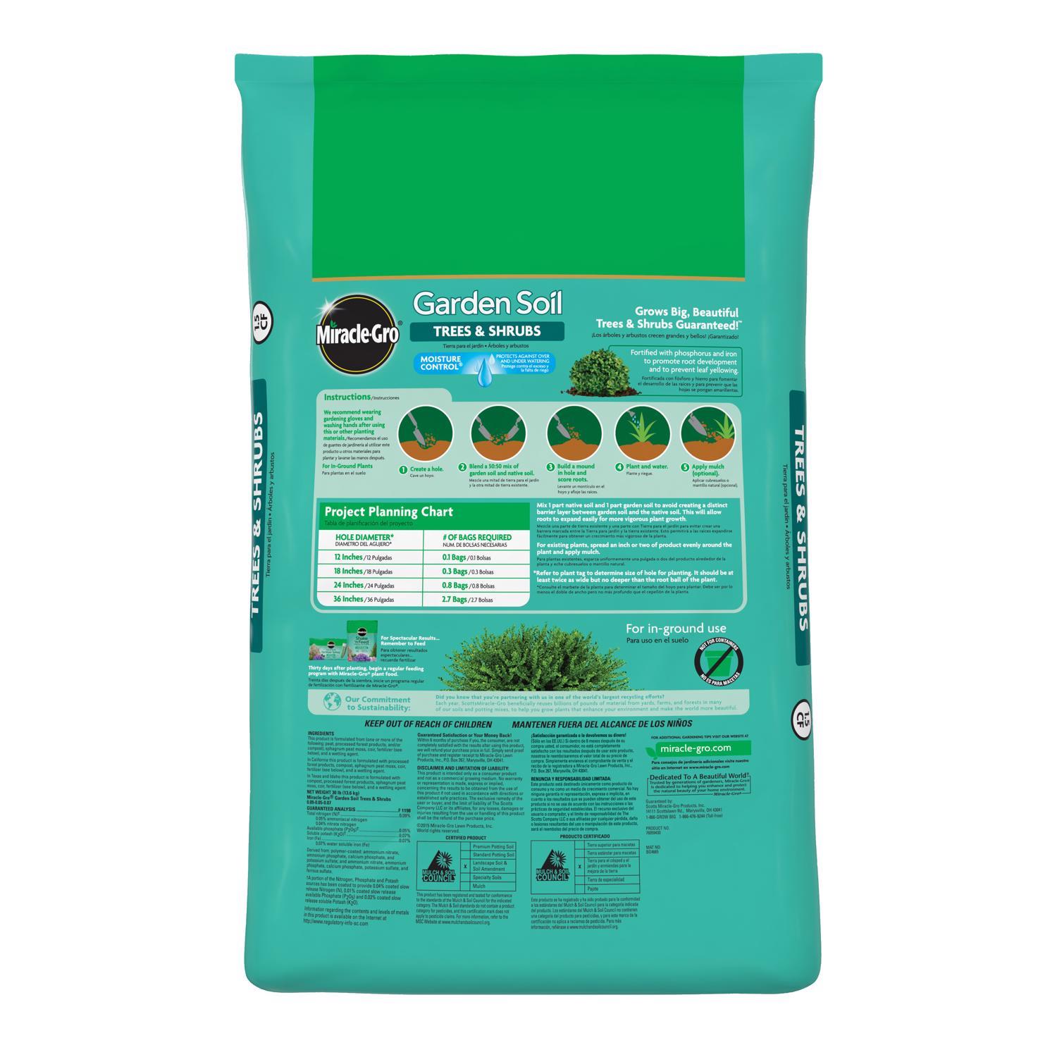  Miracle-Gro Moisture Control Shrub And Tree Garden Soil 1.5 Cu Ft