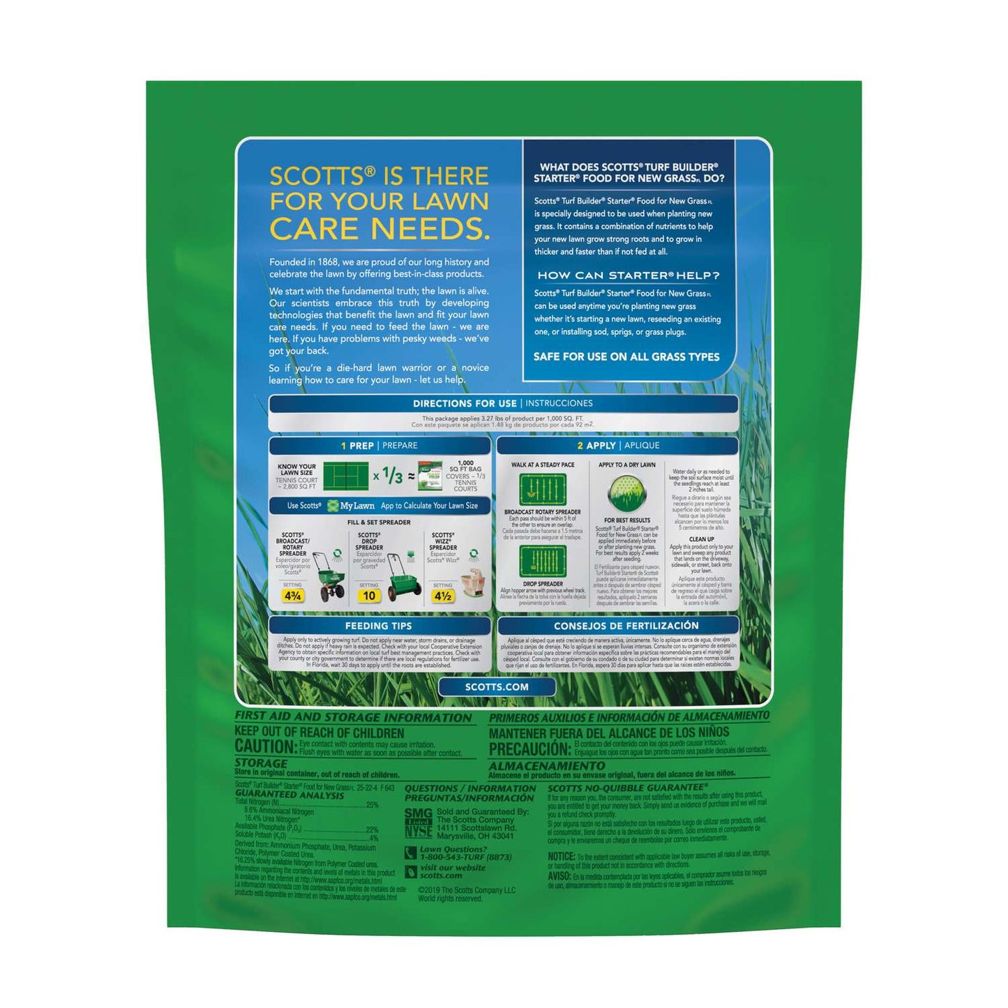  Scotts Turf Builder Lawn Starter Lawn Fertilizer For All Grasses 1000 Sq Ft