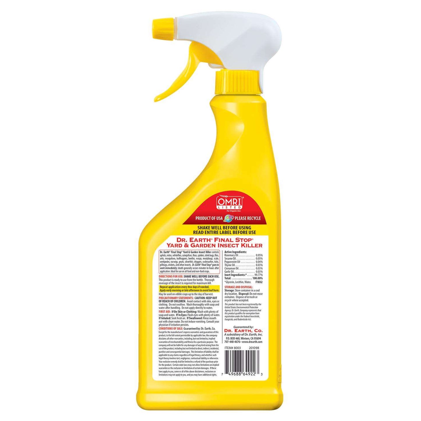  Dr. Earth Final Stop Yard & Garden Organic Insect Killer Liquid 24 Oz