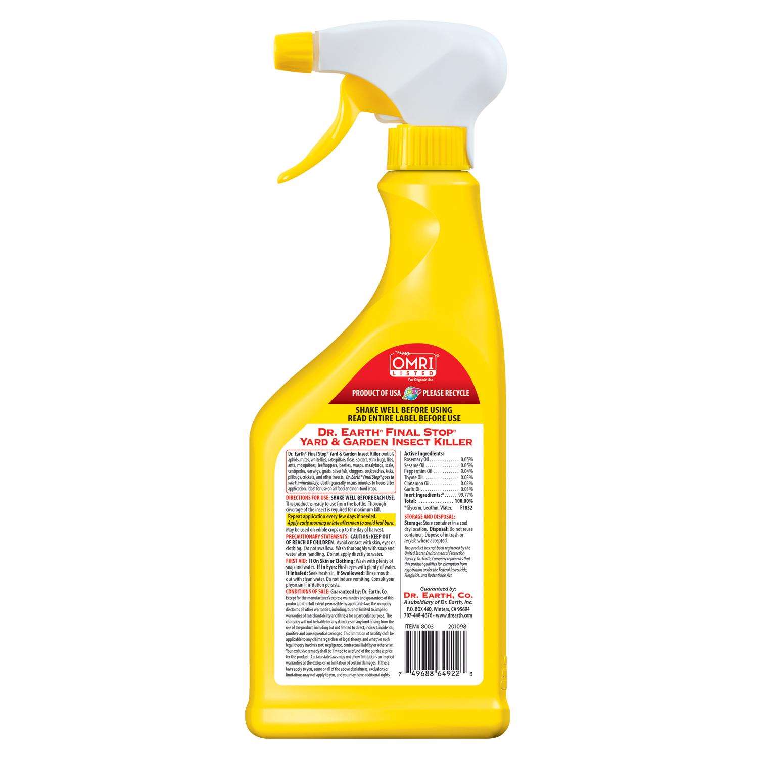  Dr. Earth Final Stop Yard & Garden Organic Insect Killer Liquid 24 Oz