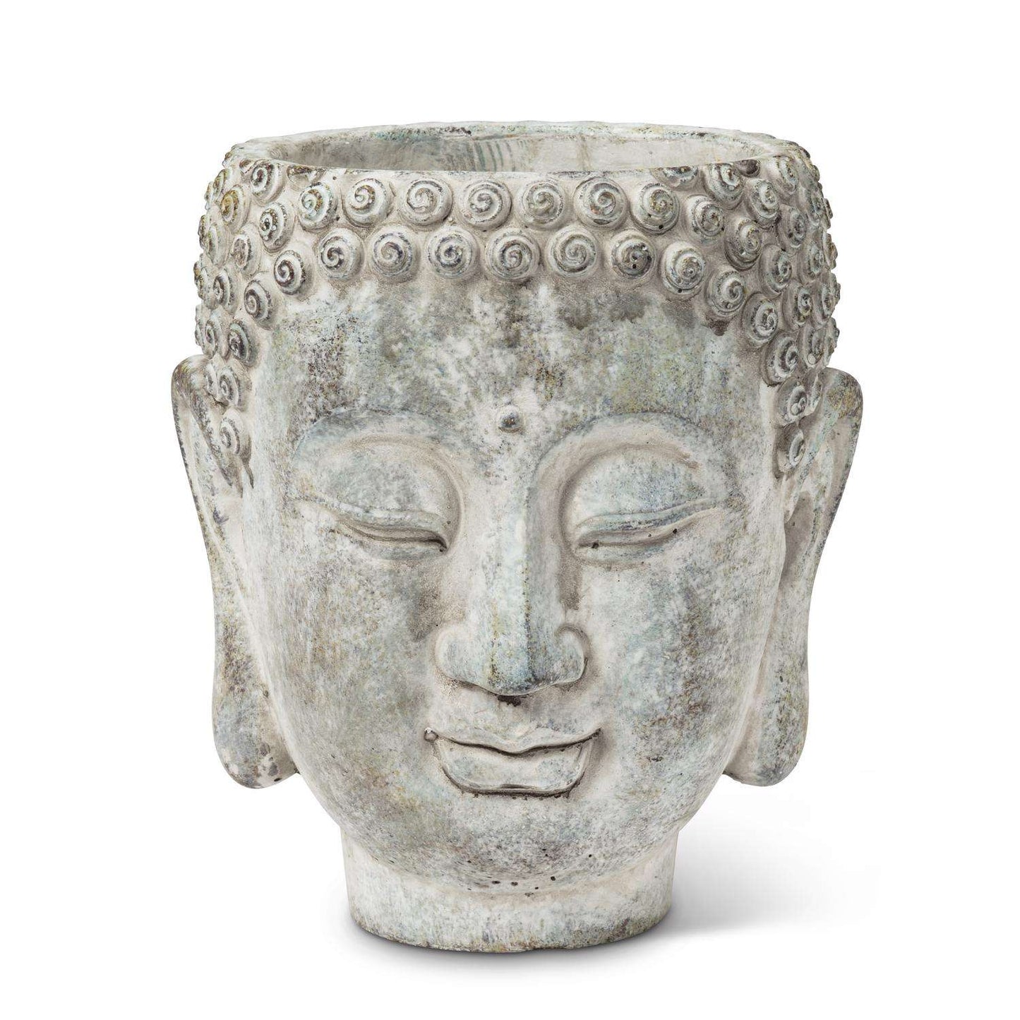 Abbott 7 In. H Cement Buddha Head Planter Gray