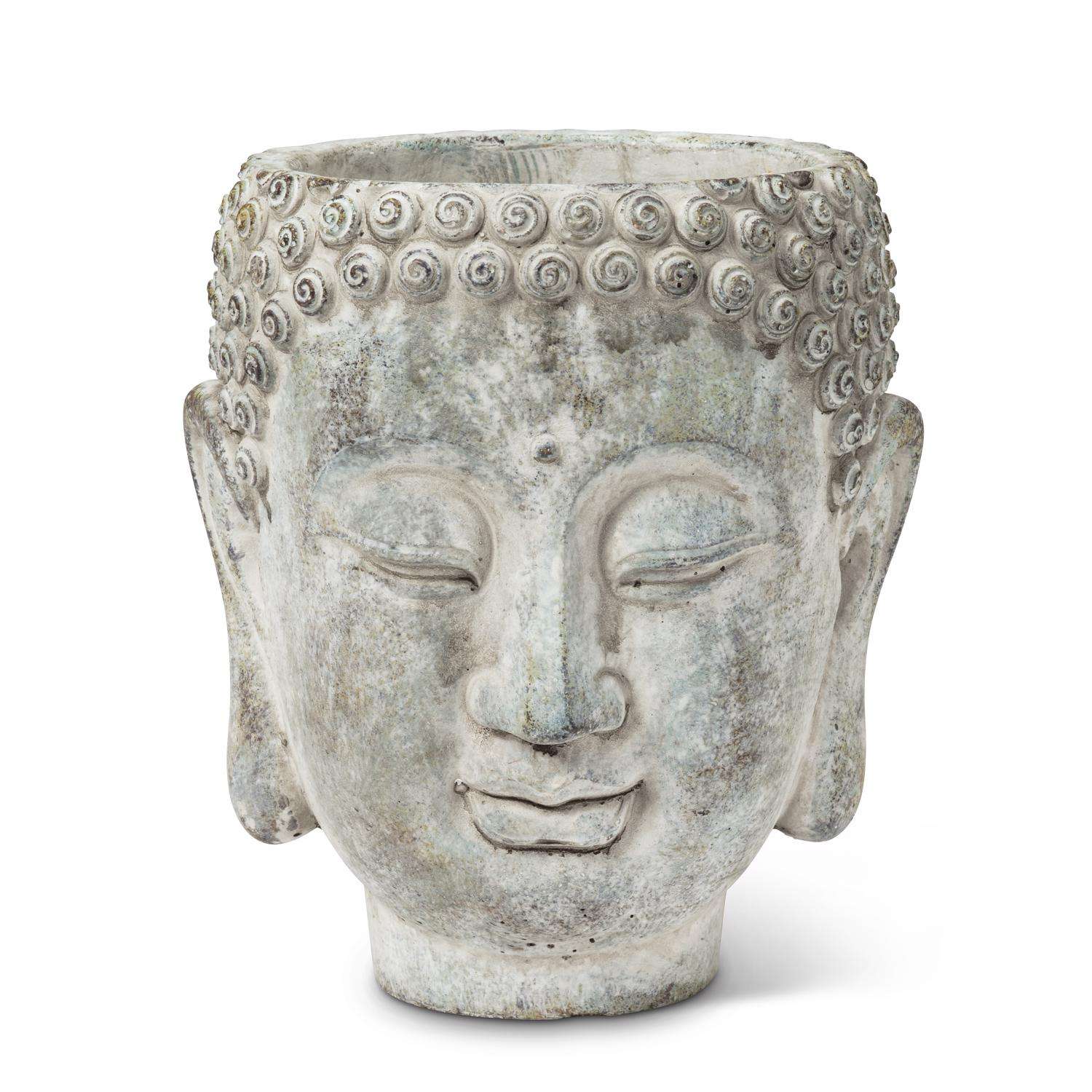  Abbott 7 In. H Cement Buddha Head Planter Gray