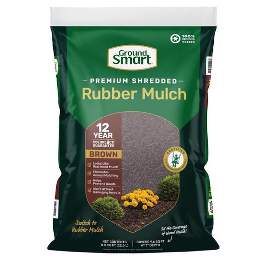  Ground Smart Brown Shredded Rubber Mulch 0.8 Cu Ft