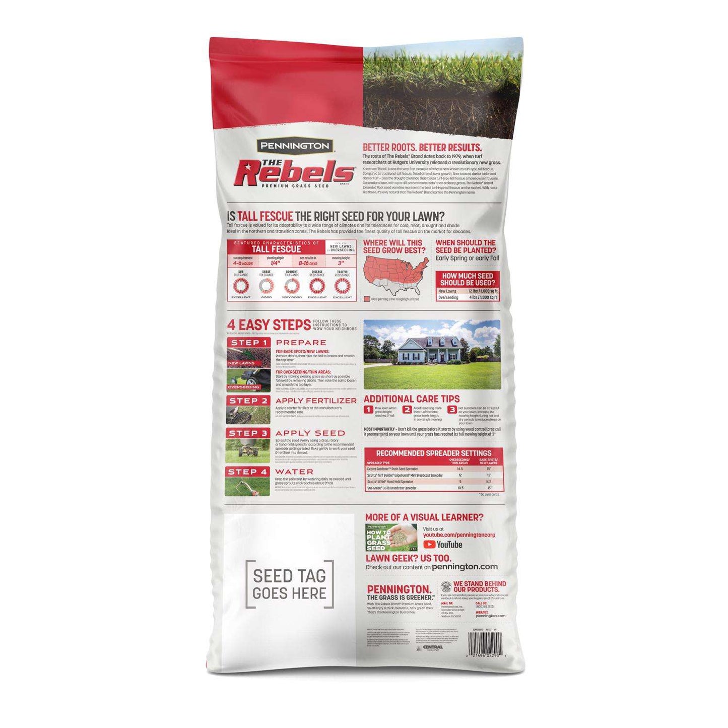  Pennington The Rebels Tall Fescue Grass Sun Or Shade Grass Seed 40 Lb