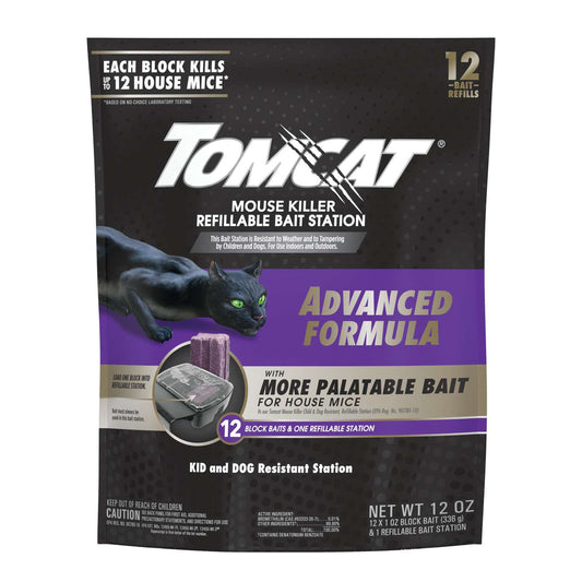  Tomcat Mouse Killer Refillable Bait Station Blocks For Mice 12 Oz 12 Pk