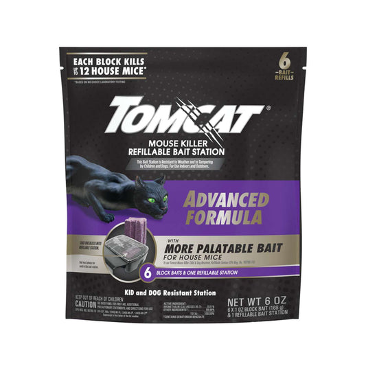  Tomcat Advanced Formula Bait Station And Bait Blocks For Mice 6 Oz 6 Pk