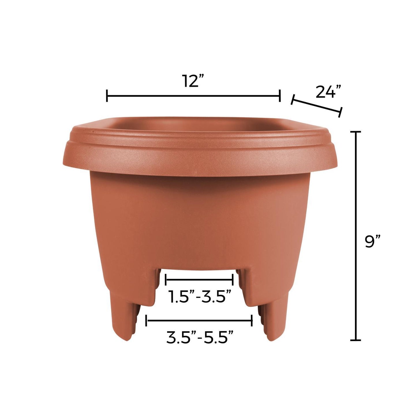  Bloem 9 In. H X 24 In. W X 12 In. D Plastic Deck Rail Planter Terracotta