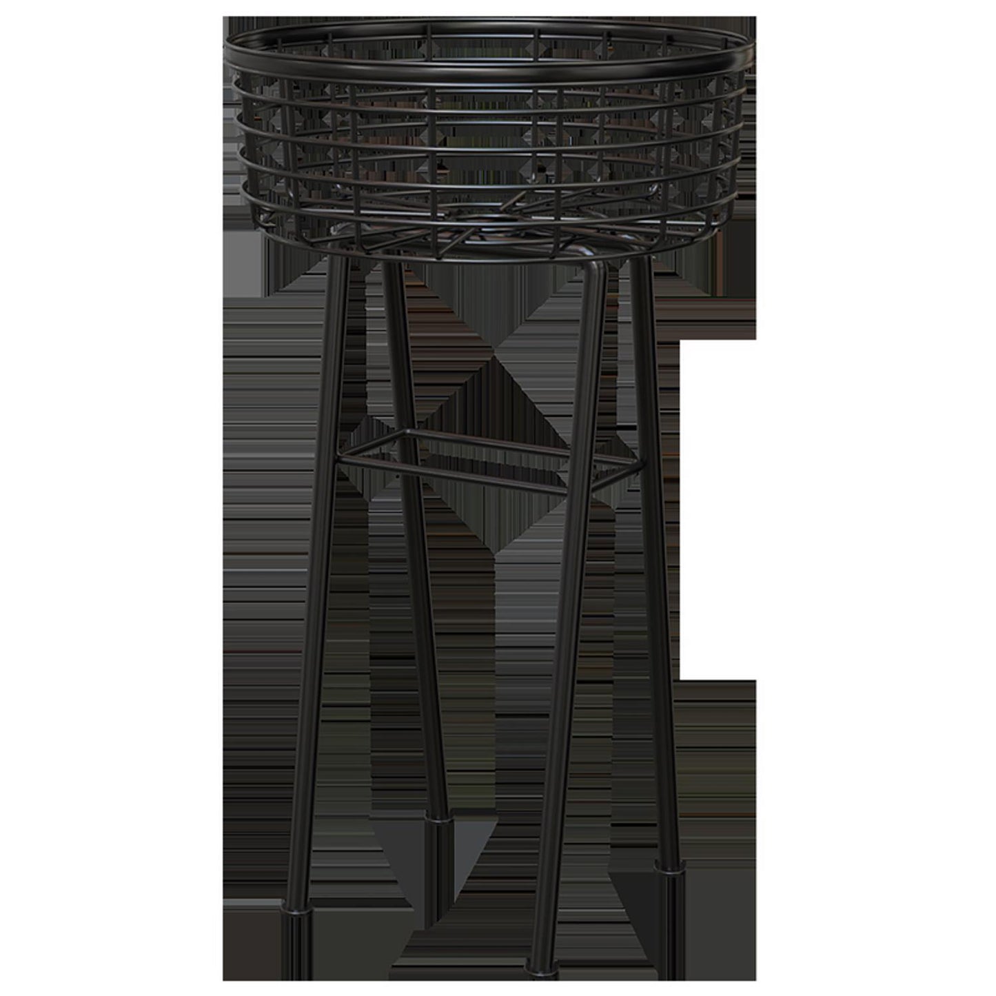 Panacea 20 In. H Black Metal Wire Basket Plant Stand